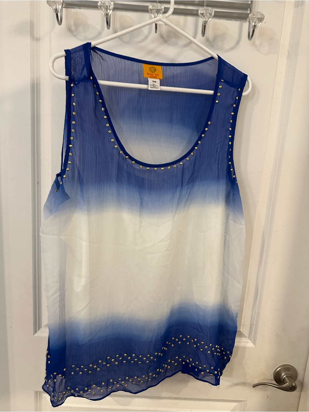 Ruby Rd. Blue and White Ombre Studded Tank